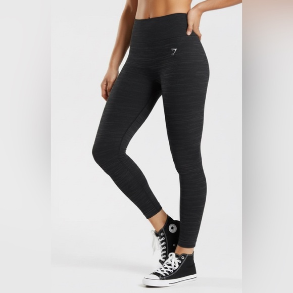 Gymshark Pants - (#92)GYMSHARK Adapt Marl Seamless Leggings/Black/Smokey Grey